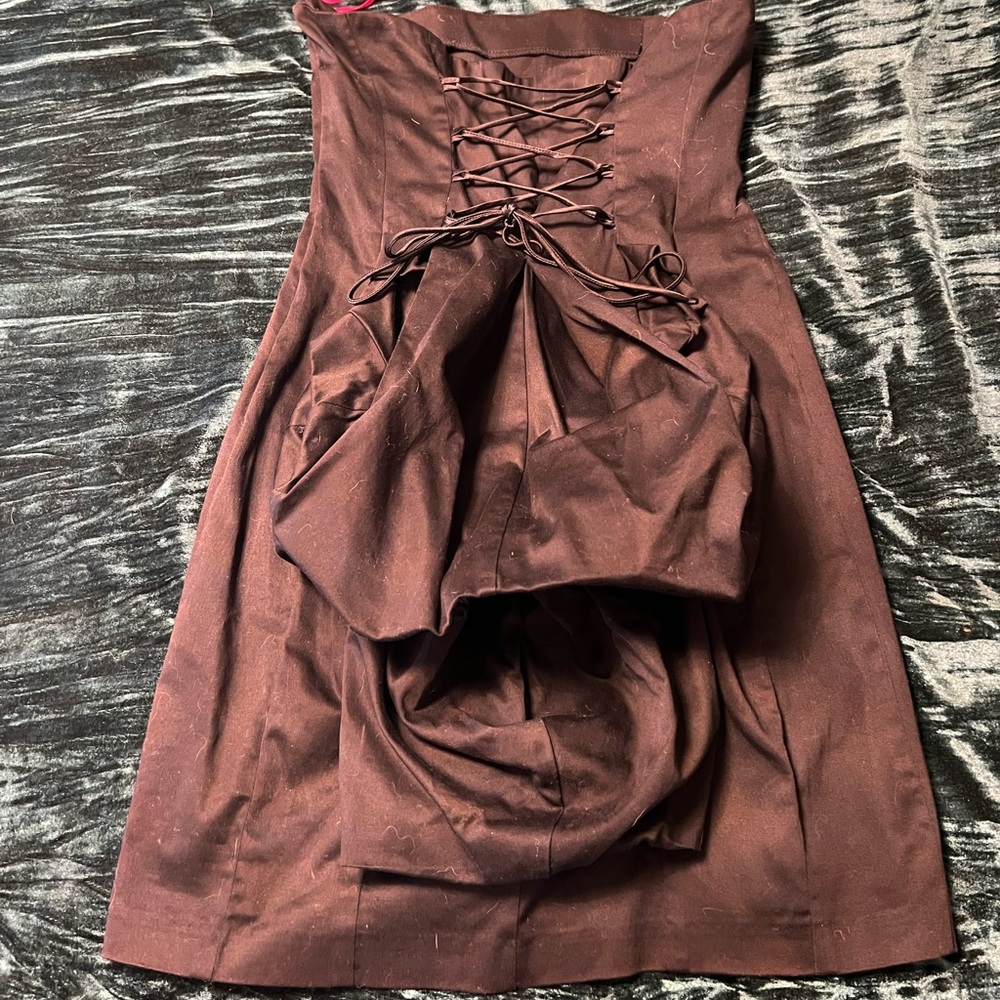 Vintage Betsey Johnson corseted bustle strapless dress size 6